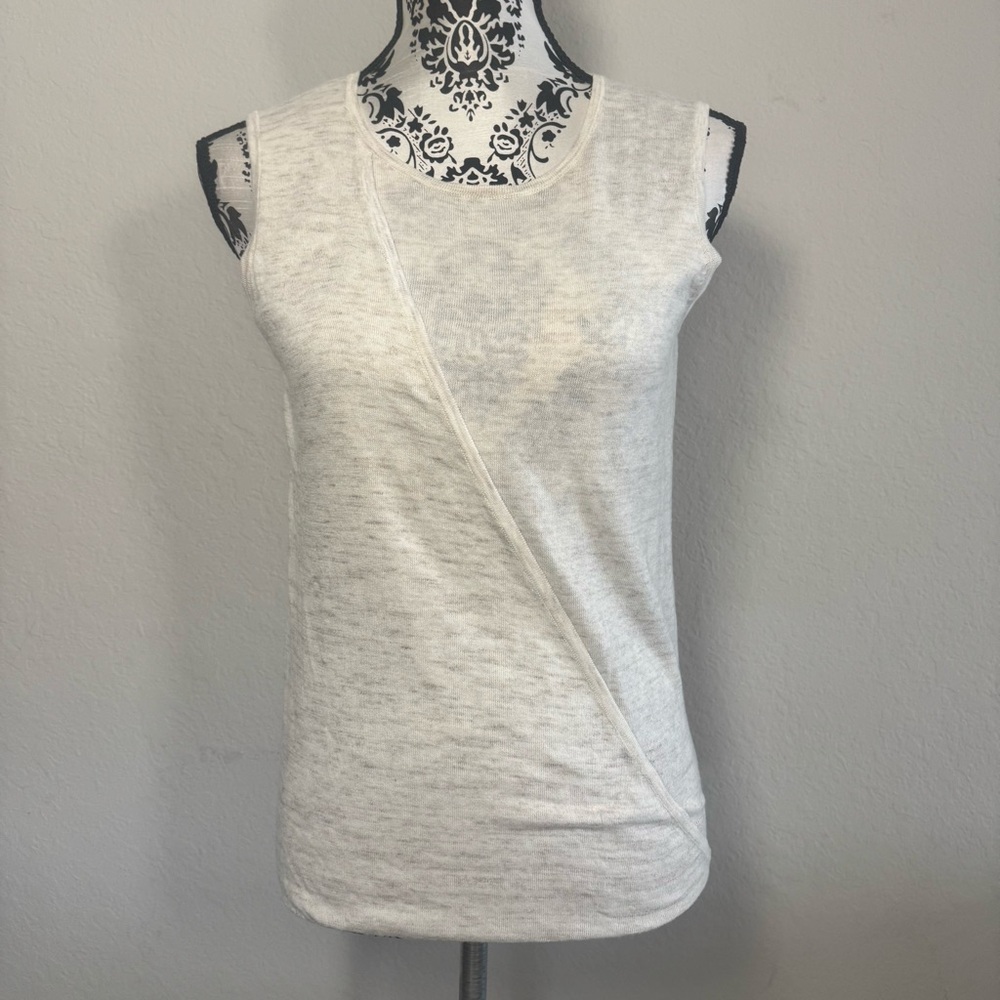 Ann Taylor Loft Women’s Sleeveless Knit Top Wrap Front Size S Beige